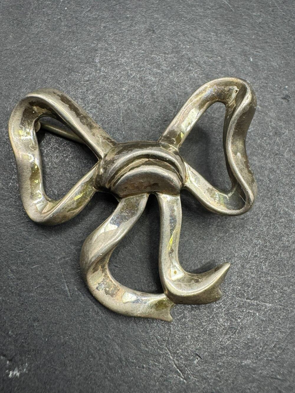 Vintage Beau Sterling Silver Bow Brooch Pin Ribbon Design 3.94 Grams Jewelry